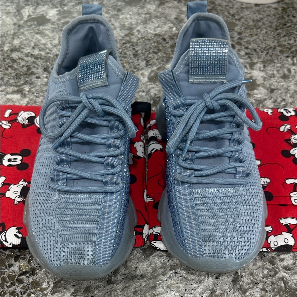 Steve Madden Light Blue Knit Slip-On Sneakers